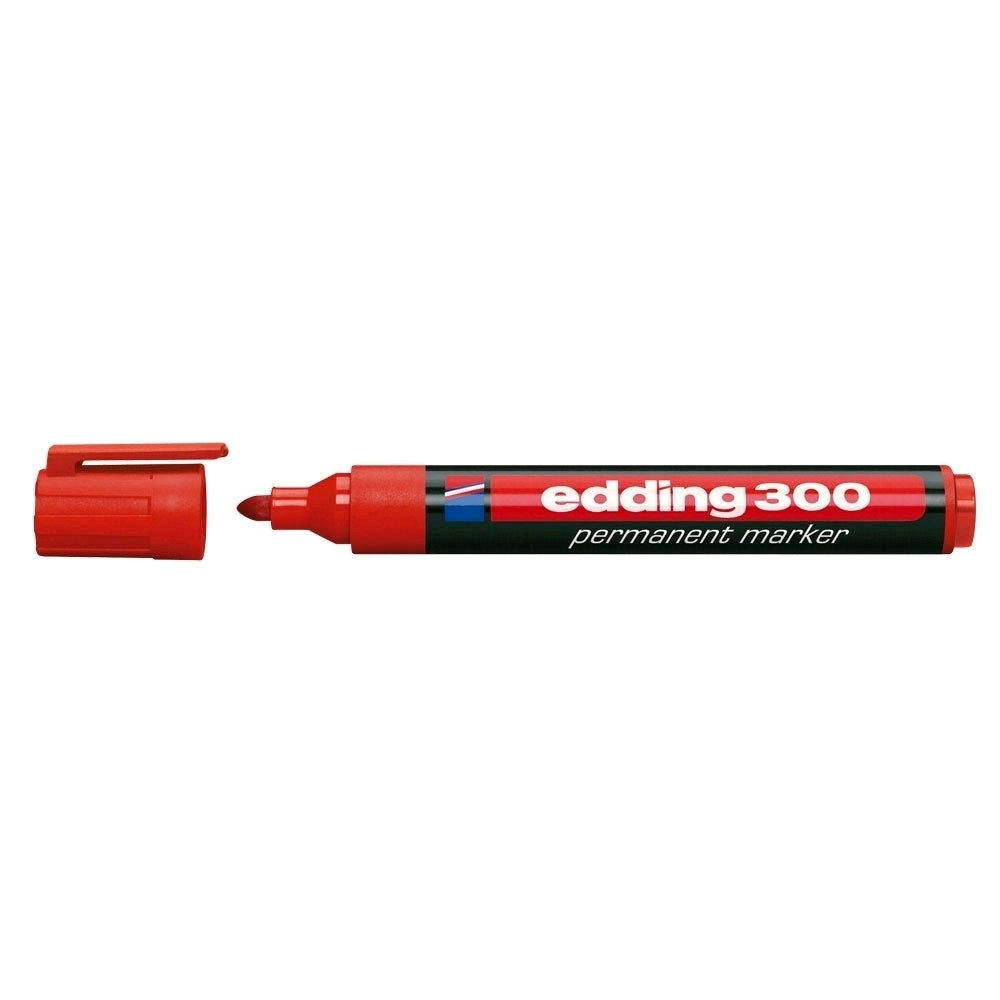 Marker permanent Edding 300, corp plastic, varf rotund, 1.5-3 mm, rosu Marker permanent Edding 300, corp plastic, varf rotund, 1.5-3 mm, rosu